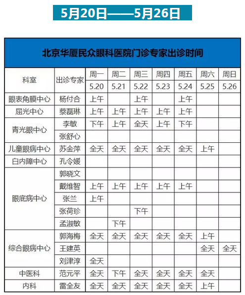 5月20日—5月26日6686体育(中国)官方网站 - 登录入口门诊专家出诊表出炉.png